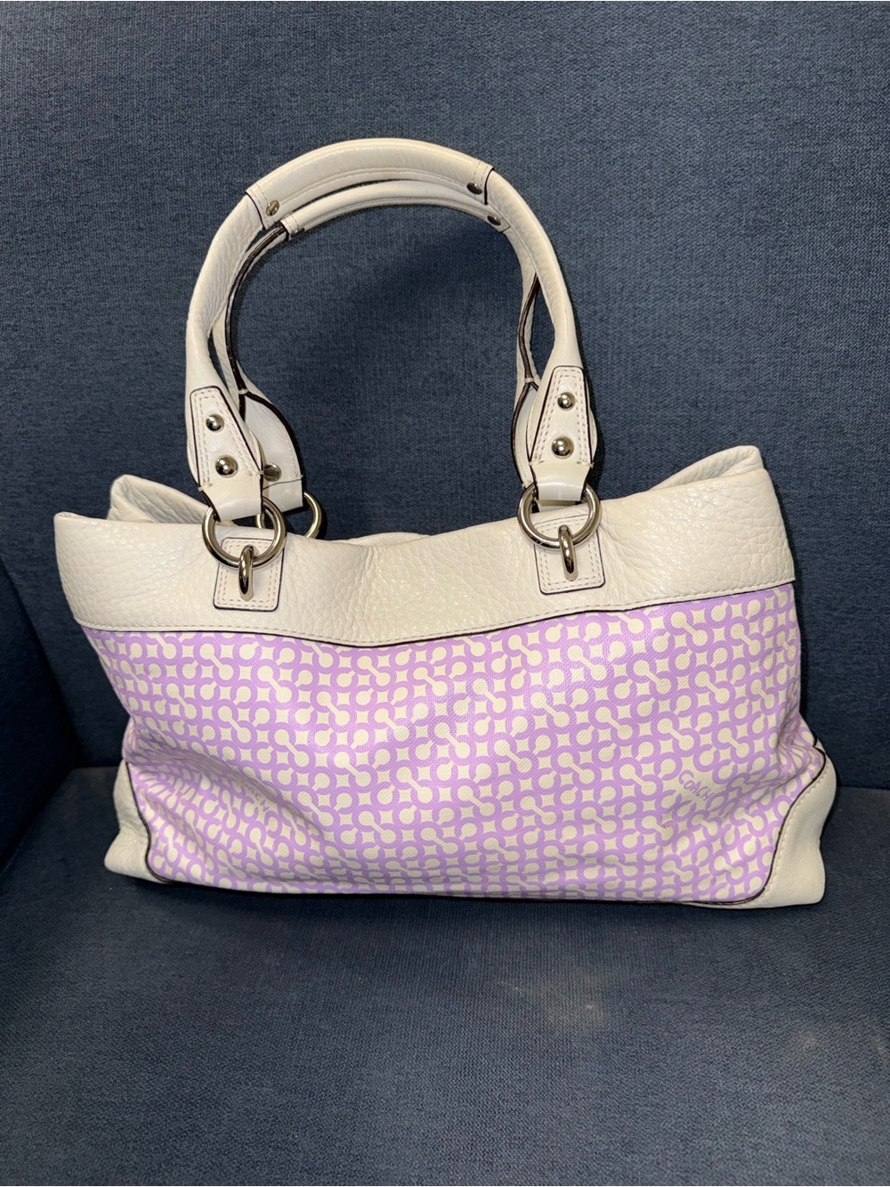 Coach Penelope Op Art Leather Large Tote model 13453 (purple) - Picture 2 of 7